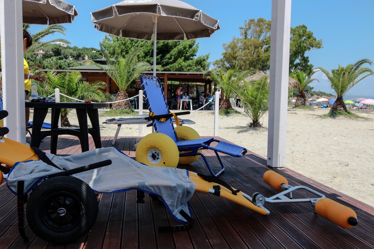 "Le Rondini" association's special wheelchairs to allow handicapped people to go in the sea